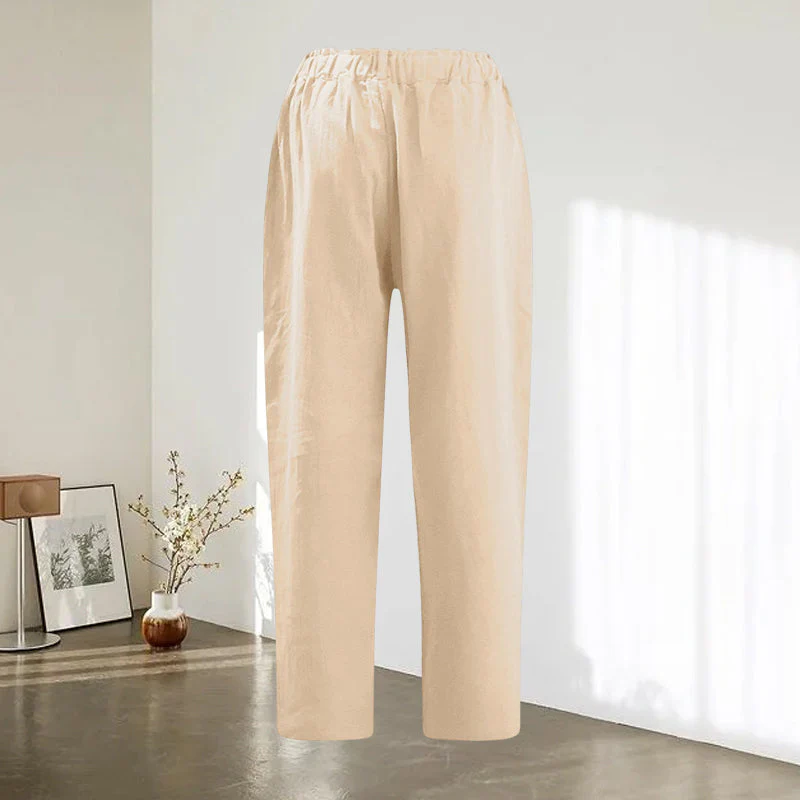 Women's High Waist Casual Cotton Linen Trousers - Image 5