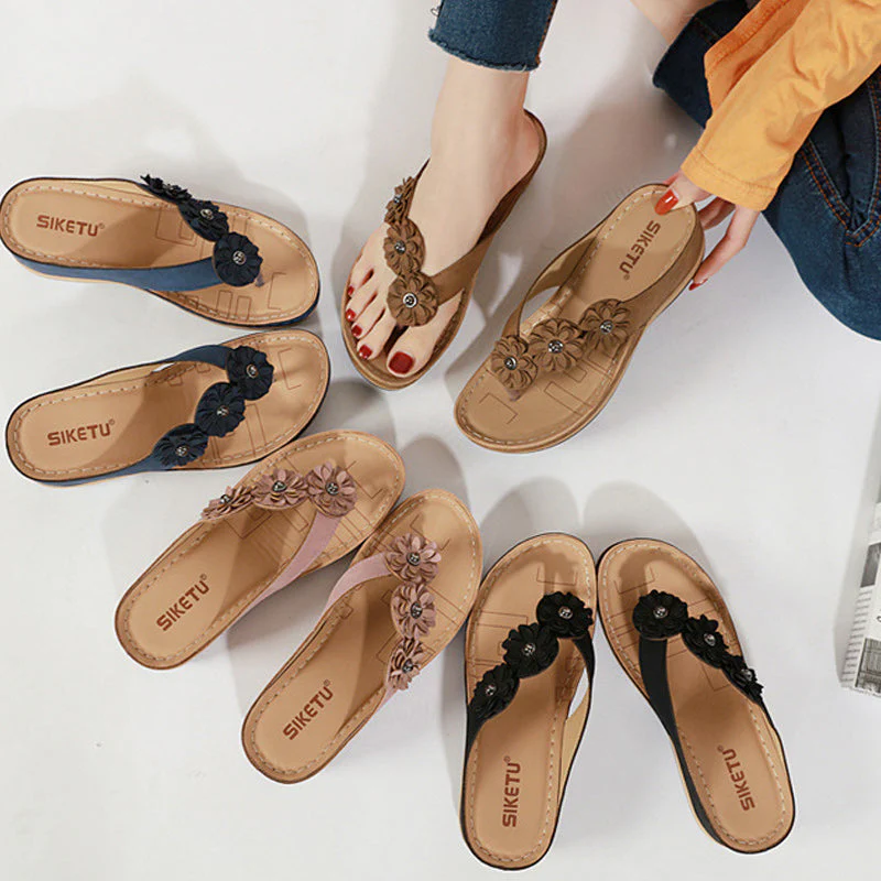 Women's Lightweight Flowers Clip Toe Sandals - Image 5