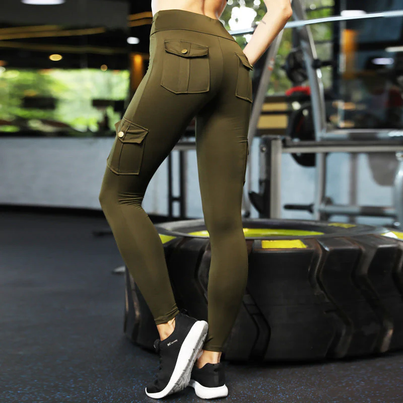 Women's Pocket Sexy Stretch Leggings Fitness Track Pants - Image 2