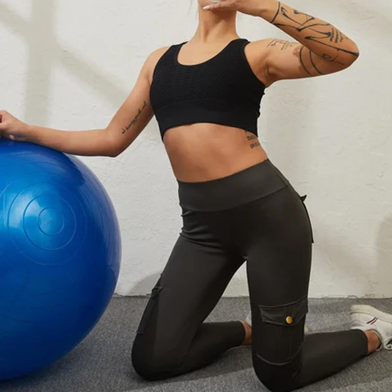 Women's Pocket Sexy Stretch Leggings Fitness Track Pants - Image 4