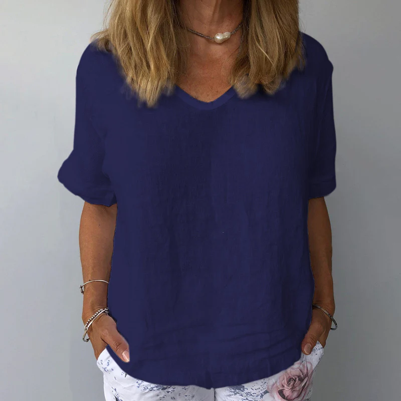 Women's Pure Color Casual Cotton Shirt - Image 2