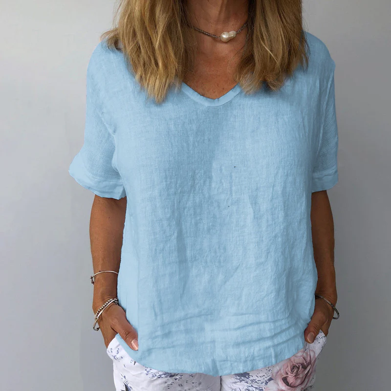 Women's Pure Color Casual Cotton Shirt - Image 3