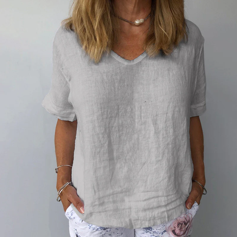 Women's Pure Color Casual Cotton Shirt - Image 4