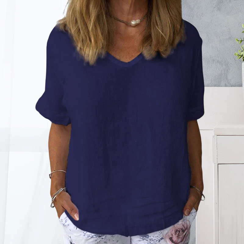 Women's Pure Color Casual Cotton Shirt - Image 8