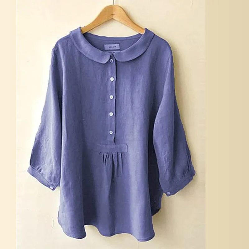 Women's Seven-Sleeve Cotton Linen Shirt - Image 10
