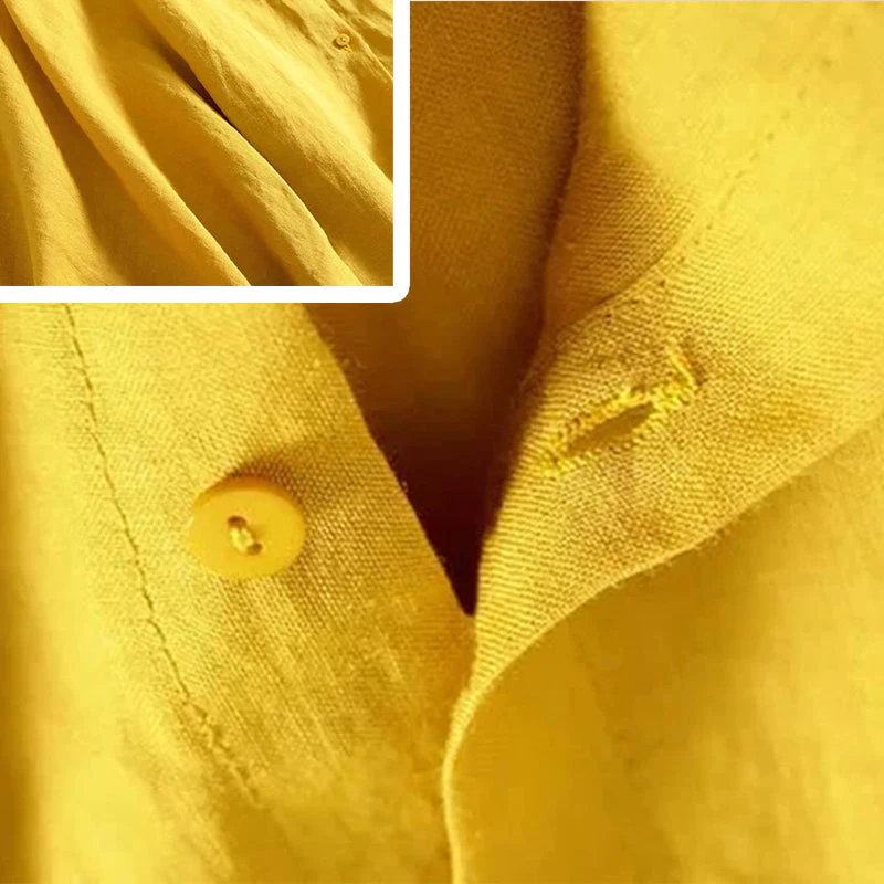 Women's Seven-Sleeve Cotton Linen Shirt - Image 3