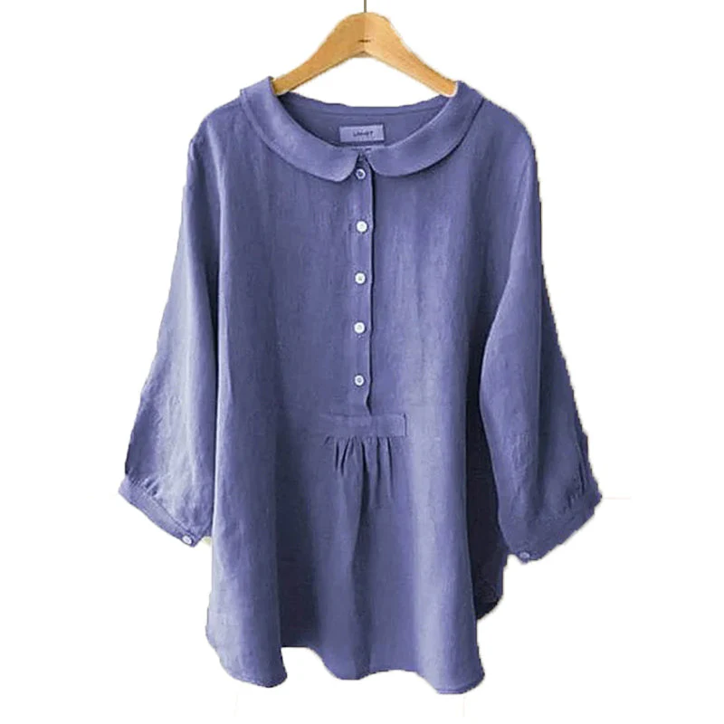 Women's Seven-Sleeve Cotton Linen Shirt - Image 5