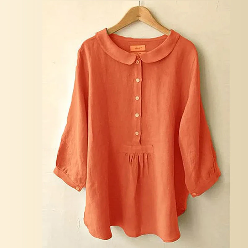 Women's Seven-Sleeve Cotton Linen Shirt - Image 6
