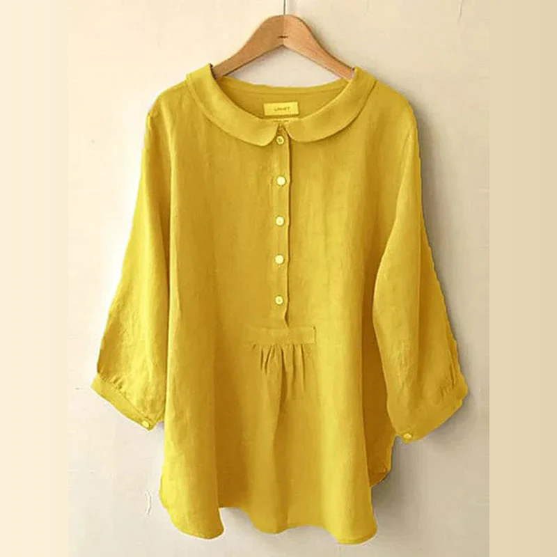Women's Seven-Sleeve Cotton Linen Shirt - Image 9