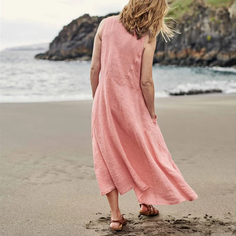 Women's Sleeveless Cotton And Linen Dress - Image 12