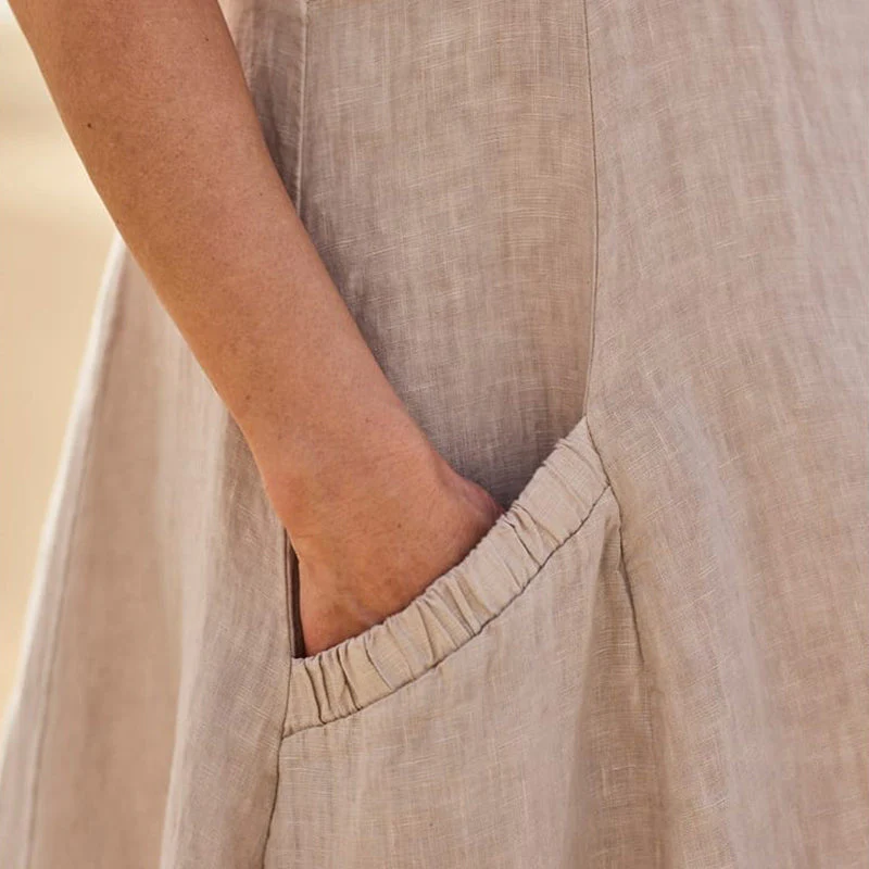 Women's Sleeveless Cotton And Linen Dress - Image 16