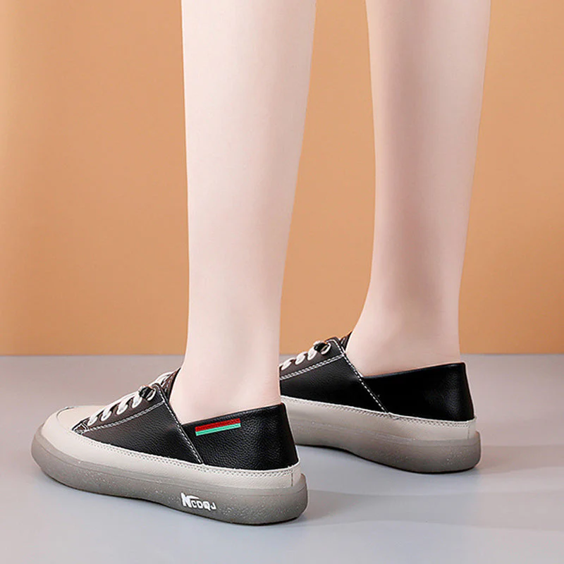 Women's Soft Leather Casual Shoes With Elastic Laces - Image 10