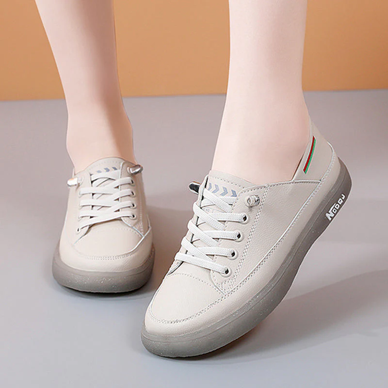 Women's Soft Leather Casual Shoes With Elastic Laces - Image 7