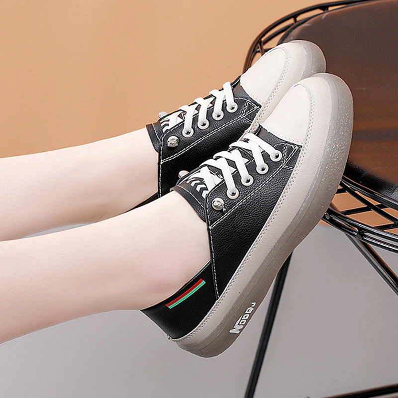Women's Soft Leather Casual Shoes With Elastic Laces - Image 8