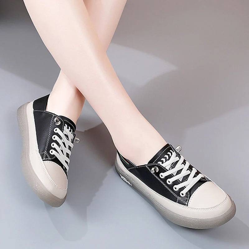 Women's Soft Leather Casual Shoes With Elastic Laces - Image 9