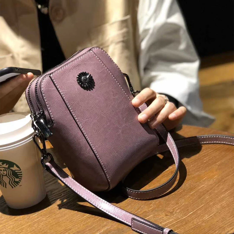 Women's Soft Leather Mobile Phone Bag - Image 5