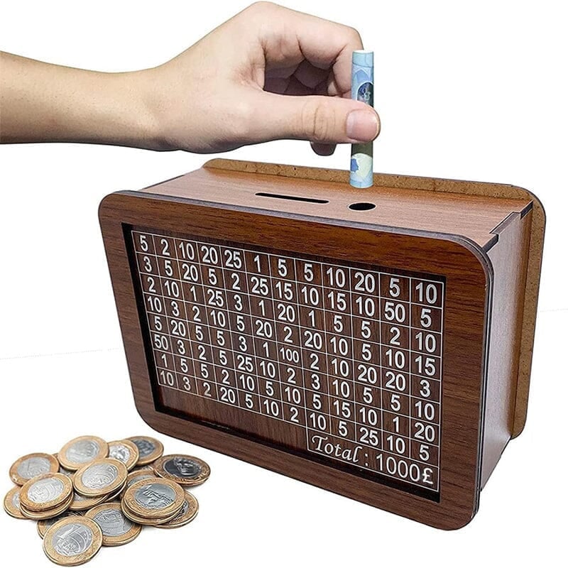 Wooden money box with engraved figures - Image 8